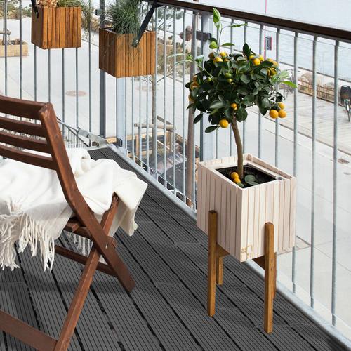 Vingo – wpc Holz Kunststoff Fliesen,30x60cm,6 Stück,anthrazit,Terrassenfliesen Klickfliesen