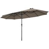 Costway 15 Feet Patio Double-Sided Umbrella with Hand-Crank System-Brown