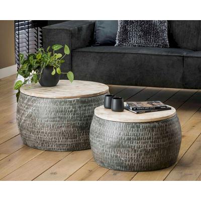 designline »Salles« Massivholz Couchtisch 2er-Set Stahl Image