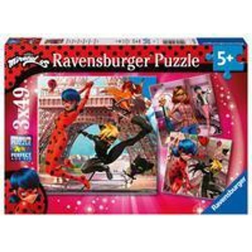 Ravensburger Kinderpuzzle 05189 - Unsere Helden Ladybug und Cat Noir - 3x49 Teile Miraculous Puzzle für Kinder ab 5 Jahr