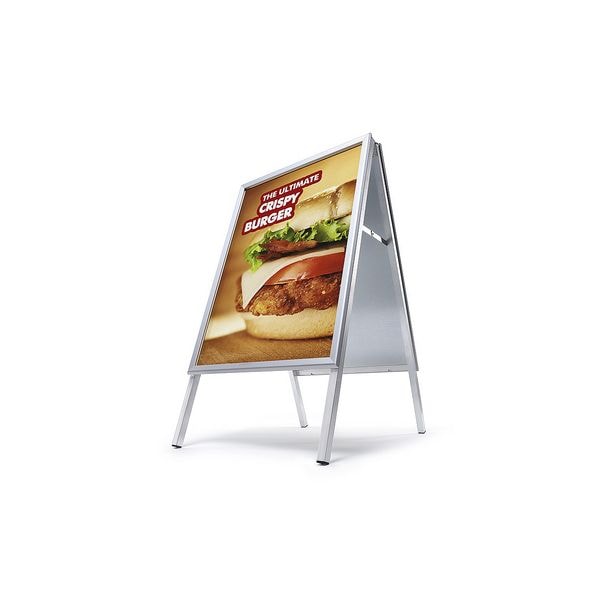 Showdown Displays Kundenstopper A2 Gehrungsecken Innenbereich silber silber, 46.5x99.9x68.3 cm Image