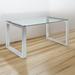 Clear Glass Top Dining Table With Metal Sled Base and Chrome Finish