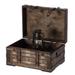 Wooden Brown Storage Trunk with Faux Leather Straps and Handles