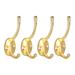 Dual Prong Coat Hooks Wall Mounted Utility Gold Hook 87mm x 29mm x 42mm 4pcs - Golden - 3.43" x 1.14"(L*W) 4pcs