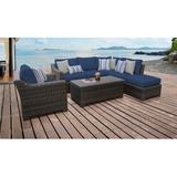 River Brook 7 Piece Outdoor Wicker Patio Furniture Set 07f Synthetic Wicker/All - Weather Wicker/Wicker/Rattan | Wayfair RIVER-07F-NAVY