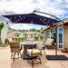 Arlmont & Co. Doraine 98.4" Square Lighted Cantilever Umbrella Metal in Blue/Navy | 96.5 H x 98.4 W x 98.4 D in | Wayfair