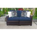 River Brook 2 Piece Outdoor Wicker Patio Furniture Set 02a Wicker/Rattan in Blue kathy ireland Homes & Gardens by TK Classics | Wayfair