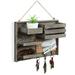 Gracie Oaks Jalayia Solid Wood Wall Mail Organizer w/ Key Hooks Wood/Solid Wood in Brown/Gray | 15.74 H x 5.11 W x 11.71 D in | Wayfair