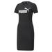 PUMA Women's Essential Slim Tee Dress (Size L) Black-White, Cotton,Elastine