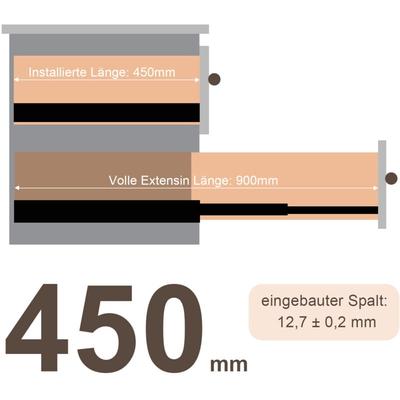 2X Schubladenschienen Vollauszüge 450 mm Schubladen Führung kugelgelagert Tragkraft 35 Kg Image