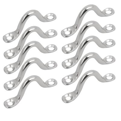 316 Stainless Steel 4mm Thick Humpback Shape Fixed Buckle Pad Eye Plate 10pcs - Silver Tone