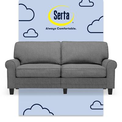 Serta Copenhagen 73" Rolled Arm Sofa, Easy Care Polyester, Soft Pillow Back, Pocket Coil Seat Cushions