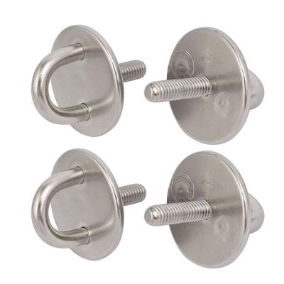 4pcs 304 Stainless Steel M6 Thread Round Sail Shade Pad Eye Plate - Silver Tone