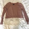 American Eagle Outfitters Sweaters | Ae Dusty Pink Sweater With Lace Detail | Color: Pink | Size: M