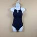 Athleta Swim | Athleta High Neck Keyhole One Piece In Dress Blue Size S | Color: Blue | Size: S