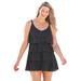 Plus Size Women's Tiered-Ruffle Crochet Swim Dress by Swim 365 in Black (Size 26)