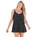 Plus Size Women's Tiered-Ruffle Crochet Swim Dress by Swim 365 in Black (Size 28)