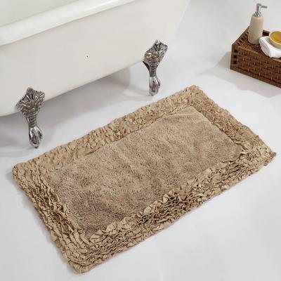 Shaggy Border Bath Rug Mat, 24" X 40" by Better Trends in Beige