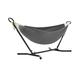 SONGMICS Hammock with Stand, 210 x 150 cm Hammock, 5 Adjustable Heights, Portable Hammock with Metal Frame, 240 kg Load Capacity, for Patio, Garden, Yard, Black Stand and Grey Hammock GHS001G01