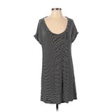 Casual Dress - Shift Scoop Neck Short Sleeve: Black Stripes Dresses - Women's Size X-Small