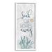 Stupell Industries Soak Your Worries away Phrase Blue Coral Bathroom Shell - Textual Art on Wood in Gray | 30 H x 13 W x 1.5 D in | Wayfair