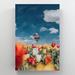 Red Barrel Studio® Yellow & Red Tulip Flowers Under Hot Air Balloons - 1 Piece Rectangle Graphic Art Print On Wrapped Canvas in Green/Red | Wayfair