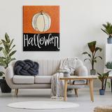 Stupell Industries Halloween Festive Holiday Greeting Patterned Pumpkin Gourd - Graphic Art on Wood Canvas in White | 48 H x 36 W x 1.5 D in | Wayfair