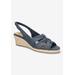 Women's Cheerful Espadrille Sandal by Bella Vita in Navy Linen Print (Size 7 M)