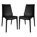 LeisureMod Kent Outdoor Dining Chair, Set of 2 in Black - LeisureMod KC19BL2