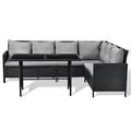 SVITA MADISON Polyrattan Essgruppe Gartenmöbel Set Rattan Lounge Ecksofa Schwarz