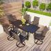 Steel Extendable Table Rattan Swivel Chairs Patio Outdoor Dining Set