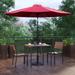 Faux Teak Patio Table, 2 Chairs & 9FT Patio Umbrella with Base