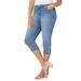 Plus Size Women's Sparkle Trim Jean Capri by Catherines in Casino Wash (Size 30 W)