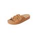 Wide Width Women's The Summer Slip On Footbed Sandal by Comfortview in Tan (Size 10 1/2 W)