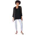 Plus Size Women's Curved Hem Pointelle Cardigan by Woman Within in Black (Size M)