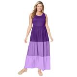 Plus Size Women's Color Block Tiered Dress by Woman Within in Purple Orchid Colorblock (Size 3X)