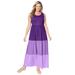 Plus Size Women's Color Block Tiered Dress by Woman Within in Purple Orchid Colorblock (Size 3X)