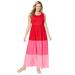 Plus Size Women's Color Block Tiered Dress by Woman Within in Vivid Red Colorblock (Size M)