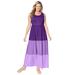 Plus Size Women's Color Block Tiered Dress by Woman Within in Purple Orchid Colorblock (Size 1X)