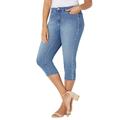 Plus Size Women's Sparkle Trim Jean Capri by Catherines in Casino Wash (Size 20 W)