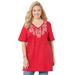 Plus Size Women's Easy Fit Peasant Tee by Catherines in Red Medallion Placement (Size 2XWP)