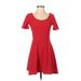 Divided by H&M Casual Dress - A-Line Scoop Neck Short Sleeve: Red Solid Dresses - Women's Size Small