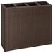East Urban Home Planter Patio Outdoor Flower Box w/ Removable Inner Pots Poly Rattan Rattan in Brown | 29.92 H x 31.1 W x 8.66 D in | Wayfair
