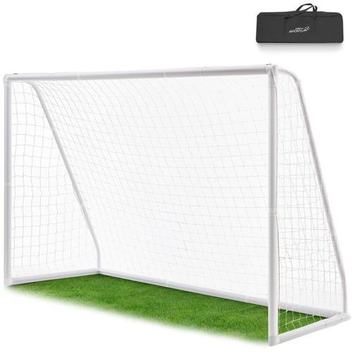 Fußballtor – Fußballtor mit Klicksystem für Garten in Weiß – Stabiles Fußball-Tor inklusive Netz &