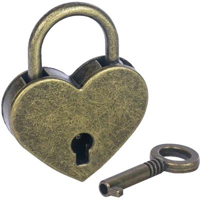 HMF 6493 Mini Deko Vorhängeschloss mit Schlüssel in Herzform, Bronze Image
