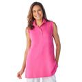 Plus Size Women's Sleeveless Polo Tunic by Woman Within in Raspberry Sorbet (Size 4X)