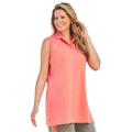 Plus Size Women's Sleeveless Polo Tunic by Woman Within in Sweet Coral (Size L)