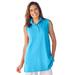 Plus Size Women's Sleeveless Polo Tunic by Woman Within in Paradise Blue (Size 3X)