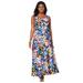 Plus Size Women's Stretch Cotton Tank Maxi Dress by Jessica London in Multi Graphic Leaves (Size 12)
