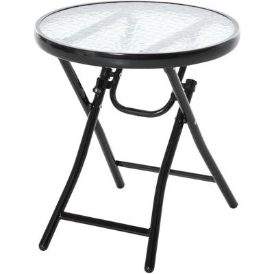 Gartentisch Beistelltisch Bistrotisch mit Glasplatte rund klappbar Metall Ø45 schwarz - Schwarz